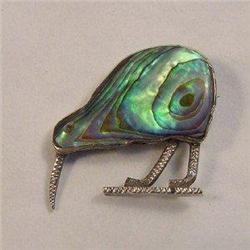 Vintage Paua & Silver Kiwi Brooch. #1677730
