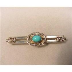 Art Nouveau Silver and Turquoise Bar Brooch. #1677731