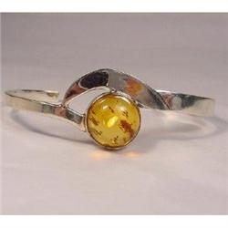 Amber and Sterling Open Cuff Bangle. #1677734