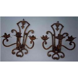 Pair of Wrought Iron Wall Sconces #1677818