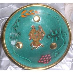 Unusal Decorative Enameled Brass Bowl -Israel #1677820