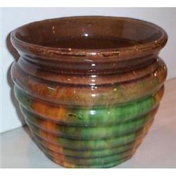 Brush McCoy Ribbed Green and Brown Jardinere #1677915