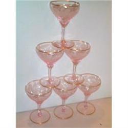 SixTiffin Pink Sylvan GoldTrim Champagne Goblet#1677919