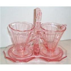 Cambridge Pink Footed Sugar, Creamer and Tray #1677954