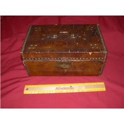 Vintage Wood and Leather Document Box #1677965