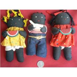 Three Handmade Children's Very Cute Black Dolls#1677986
