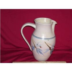 Signed Handpainted Blue Flower Earthenwear #1677992