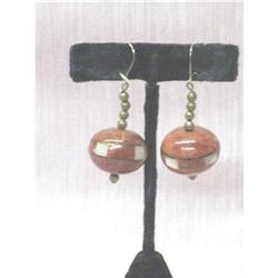 Nice light Brown& White Marble Earrings #1677997