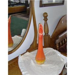 1960s Vintage Blown Mold Swung Glass Orange and#1678031