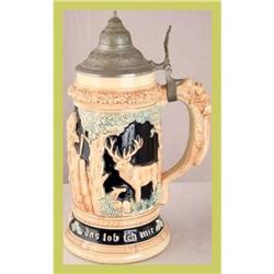 German Barware Stein Hunter Deer Squirrel #1678087