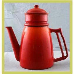 French Kitchenware Coffee Pot Cast Iron Orange #1678090