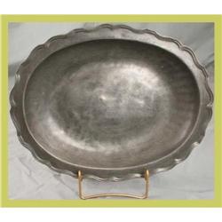 Antique Kitchenware Platter Scallop-edge Pewter#1678091