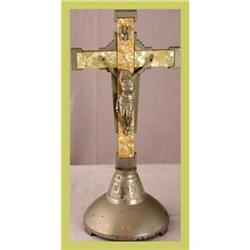 French Art Deco Crucifix Standing Pax Nickel #1678155
