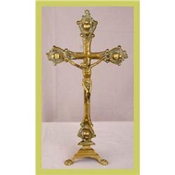 Antique French Religious Crucifix Standing #1678170