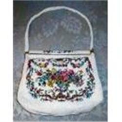 1930's Tapestry Seed Beaded Purse Hand Made #1678177