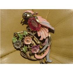 Vintage Woolworths Brooch Bird with Flowers #1678182