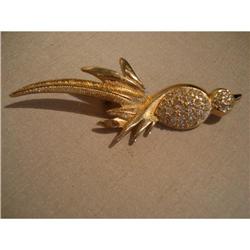 Vintage Christian Dior Crystal Gold Tone Bird #1678191