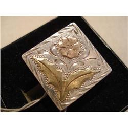 Sterling &18K Cuff Links Mexico Flower #1678192
