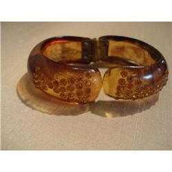 Lucite  Rhinestone "Clacker" brown #1678193