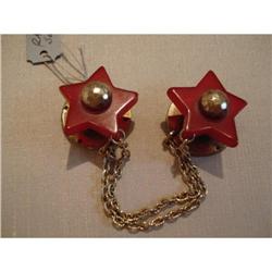 Bakelite Sweater Guard Red Stars c.1940's #1678194