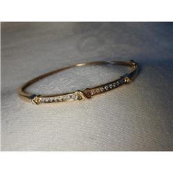 Estate 14K YG Gold Diamond X Bangle Bracelet #1678207