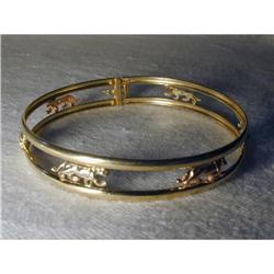 Rare 14K Tri-Color Gold Panther Bangle Bracelet#1678217