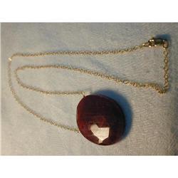 Estate 14K YG Gold Huge Ruby Drop Necklace #1678219