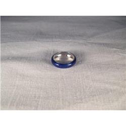 18K Gold Hidalgo Blue Enamel Textured Band #1678240