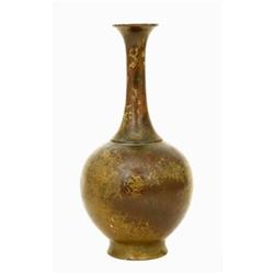 Old Japanese Bronze Vase Olive Patina #1678307