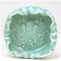Old Japanese Celadon Imari Bowl Incised Bird #1678309