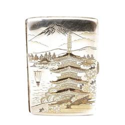 Old Japanese Sterling Silver Cigarette Case #1678316