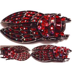 BIG red jewel BIZARRE SCARAB BROOCH #1678373