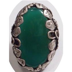 NOUVEAU STERLING Chrysoprase DECO RING #1678375