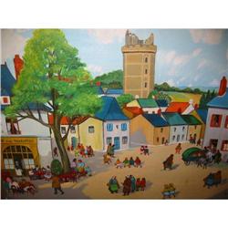 pair of villages of France, oil on canvas!  #1678382