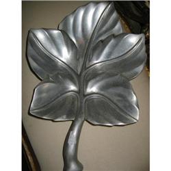 Signed Vintage Pewter Platter, Leaf shape! #1678394