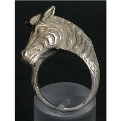 Estate handmade Sterling Silver Zebra Ring #1678457