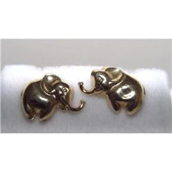 Estate Elephant 14kt Yellow Gold Post Earrings #1678462