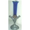 Image 1 : Art Nouveau Style pewter and cobalt vase. #1678638