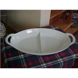 stone, china, white, heavy divided veg. dish #1678962