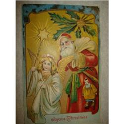 ANTIQUE SANTA CLAUS ST NICK POSTCARD ANGELS #1679160