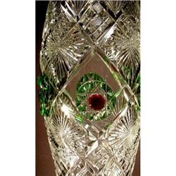 UNUSUAL ANTIQUE CUT GLASS VASE GL53 #1694888