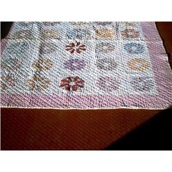 pre-WWII handmade Dresden Plate quilt  #1694960
