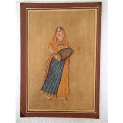 PAINTING OF A WOMAN PLAYING MUSICAL INSTRUMENT #1694965