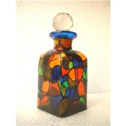 SQUARE GLASS BOTTLE HAND PAINTED. #1694969