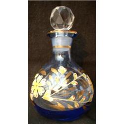 BLUE GLASS HAND PAINTED BOTTLE #1694972