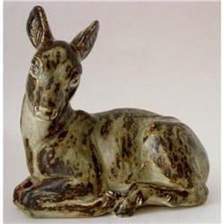 Royal Copenhagen Stoneware Fawn signed Knud #1695083