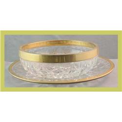 Crystal Bowl and Plate Set Val St. Lambert Gold#1695102