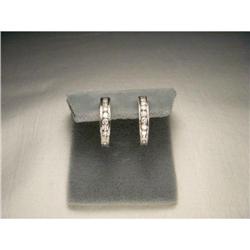 14K WG Diamond Filigree Hoops Huggie Earrings #1695157