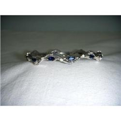 18K WG Diamond Sapphire Slip-On Bangle Bracelet#1695214