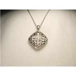 14K WG Diamond Cross Filigree Locket Pendant #1695222